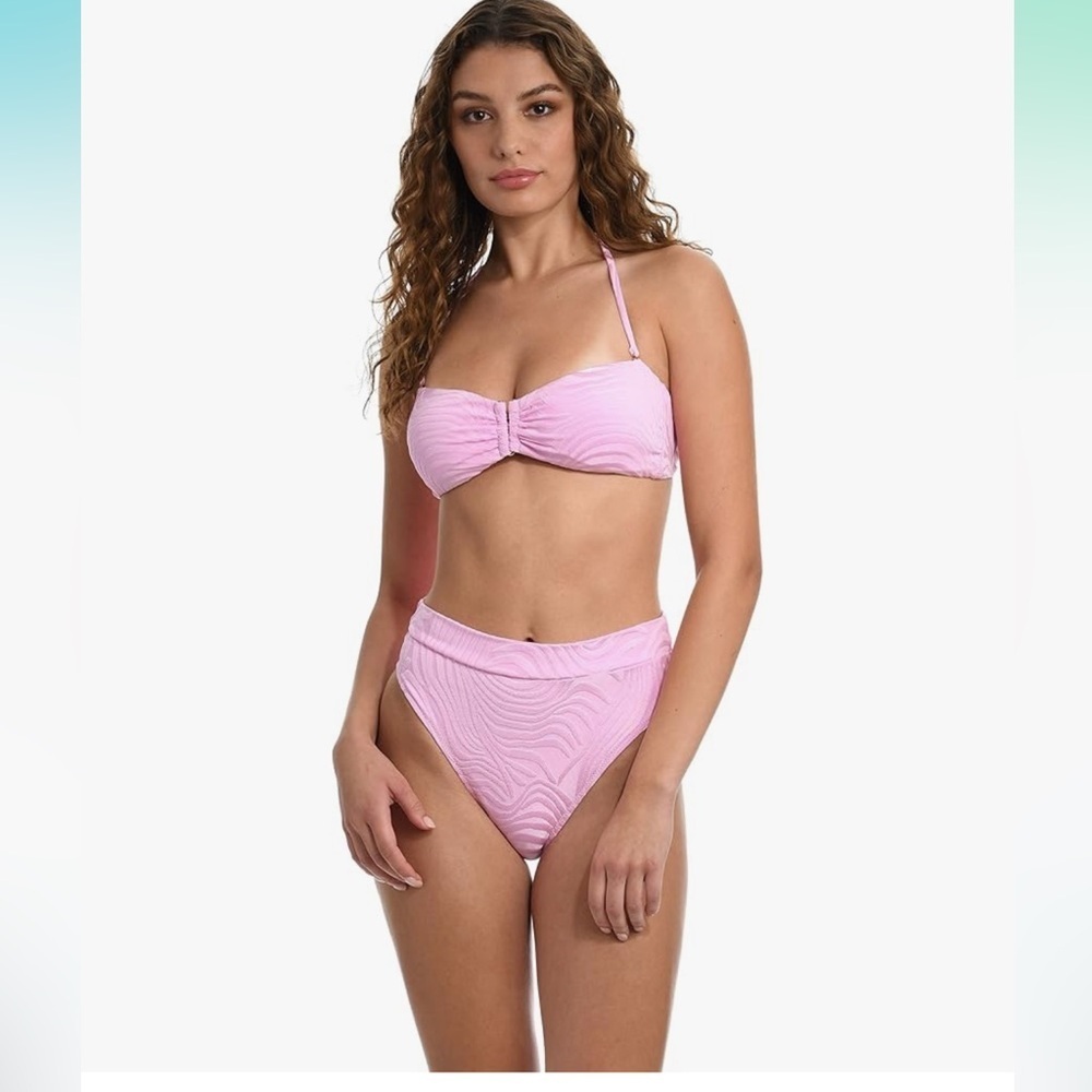 Sunshine 79 bubble gum pink high waisted swimsuit bikini set NWT
